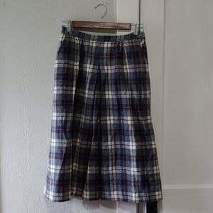 Vintage Wool Skirt Plaid w/ Pocket